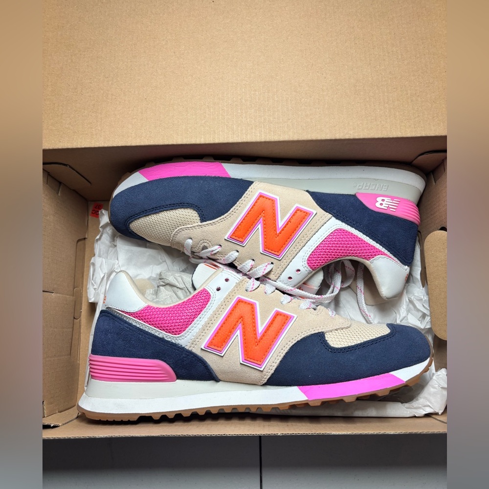 New Balance 574 Natural Indigo Vintage Rose Sneakers